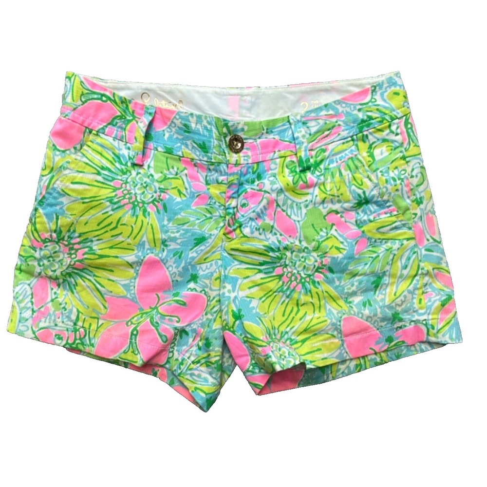 Lilly Pulitzer The Callahan Womens Size 2 Pink Green Floral Summer Beach Costal‎